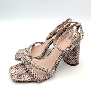 Sam Edelman Kia Block Heel Sandals Ankle Strap Women's Light Snake US5M
